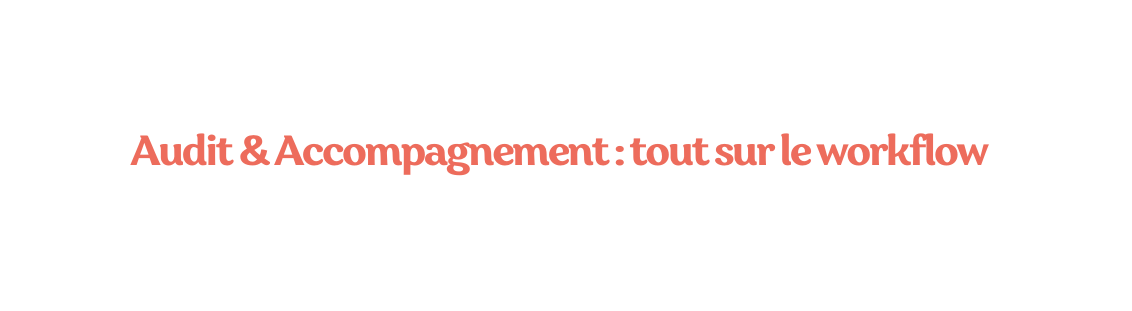 Audit Accompagnement tout sur le workflow