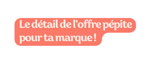 Le détail de l offre pépite pour ta marque